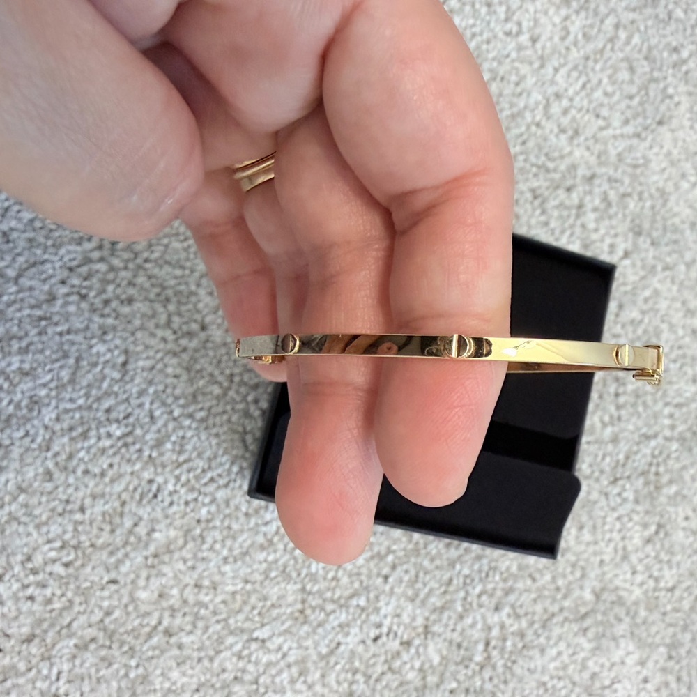 14k Solid Gold Bangle Bracelet - image 2